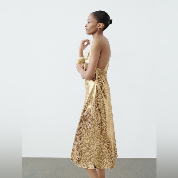 ZARA  FOIL ANIMAL PRINT DRESS - Picture 8 of 13